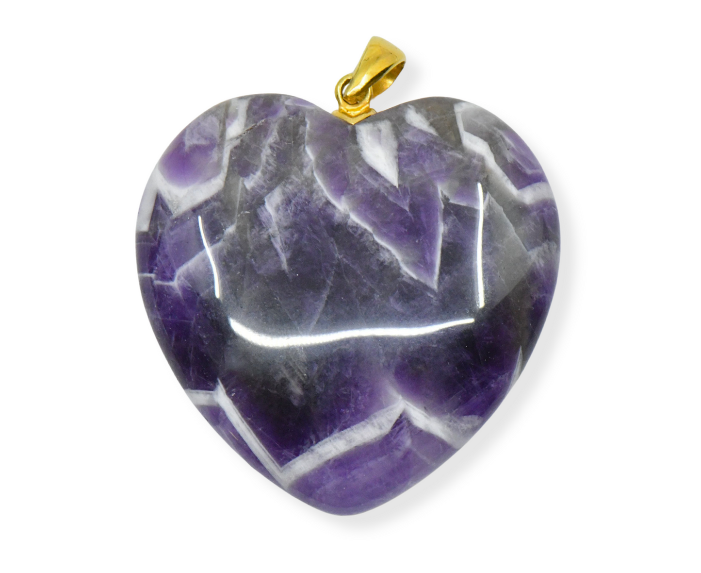 Chevron Amethyst Herz Anhänger 925 Silber Verschluss | Kristallgeheimnis Schmuck