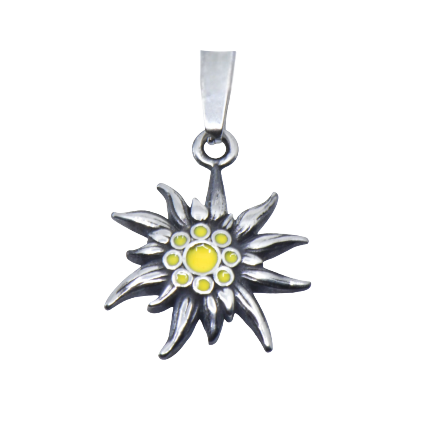 Edelweiss Anhänger aus Edelstahl – Schweizer Alpenblume Schmuck, traditionelles Symbol der Alpen