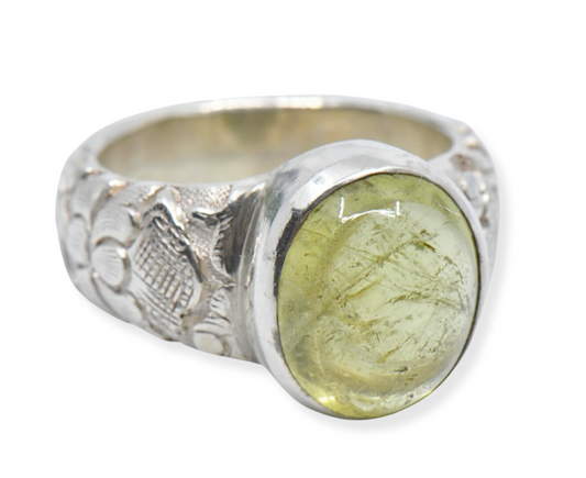 Gelber Prehnit Ring 925 Silber