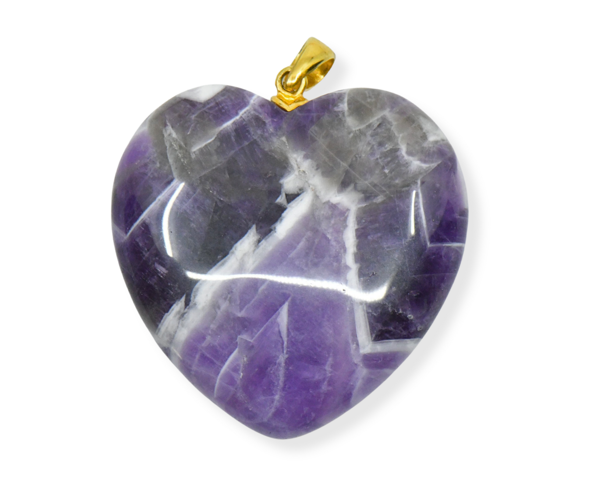 Chevron Amethyst Herz Anhänger 925 Silber vergoldet | Kristallgeheimnis Schmuck