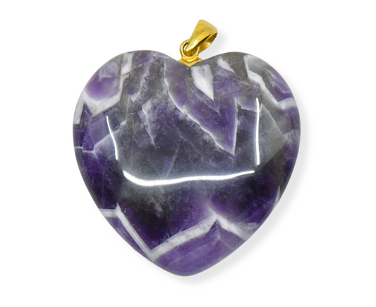 Chevron Amethyst Herz Anhänger 925 Silber Verschluss | Kristallgeheimnis Schmuck