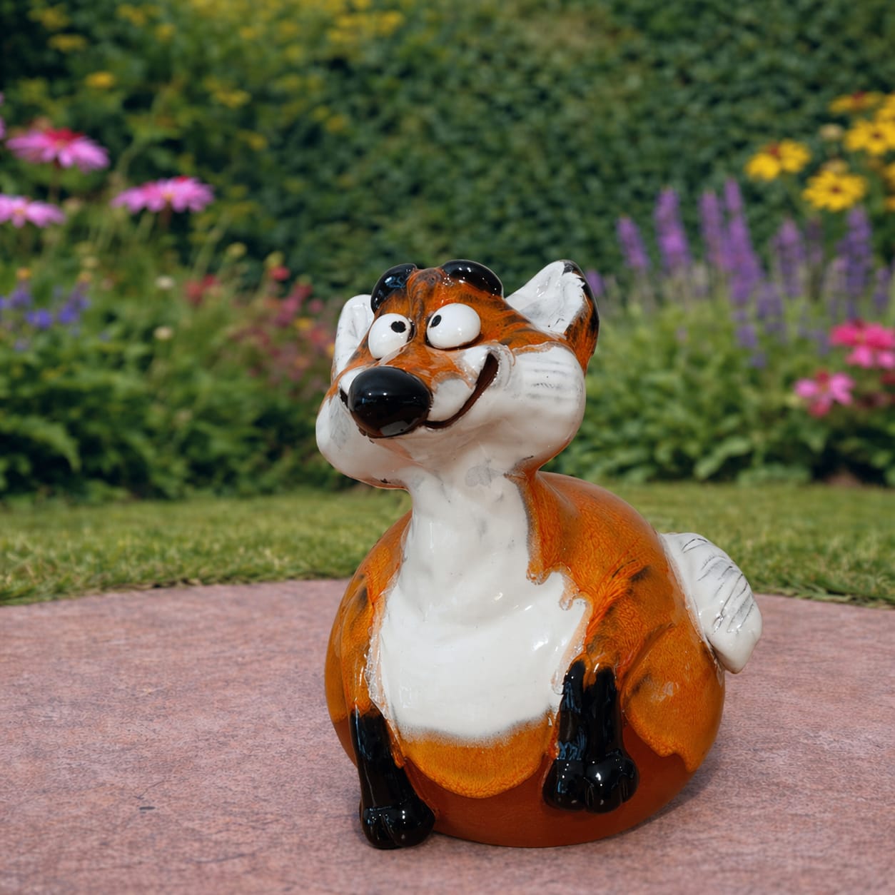 Handmade ceramic garden fox figurine