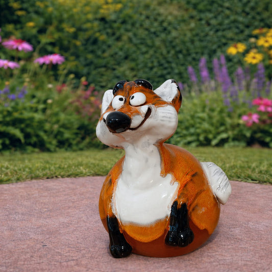 Handmade ceramic garden fox figurine