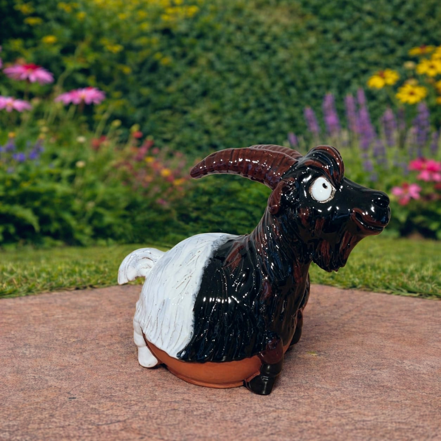 Ceramic Garden Ornament Valais Blackneck Goat Handmade