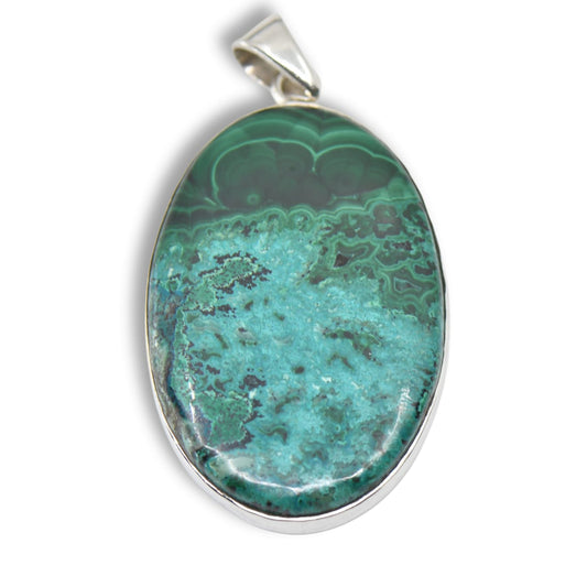 Chrysokoll Anhaenger aus 925 Silber Fassung – Edelstein Schmuck Schweiz